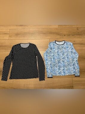 Bundle of 2 Lands' End Long Sleeve Swim Tees Rash Guards Size Small 6-8 UPF50